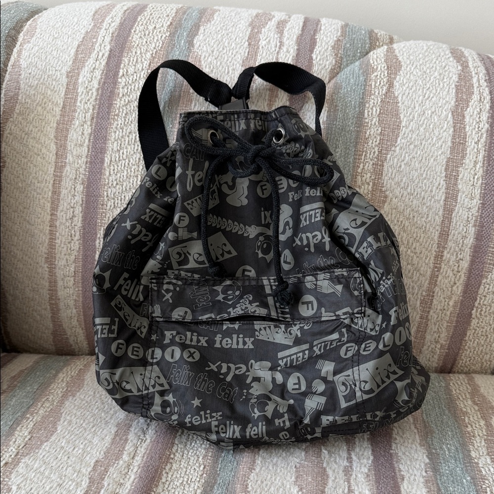 Felix the Cat Black Drawstring Backpack